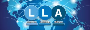 An image of the LLA logo on top of a world map